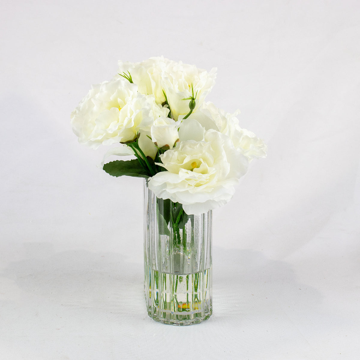 26cm Faux White Lisianthus Arrangement