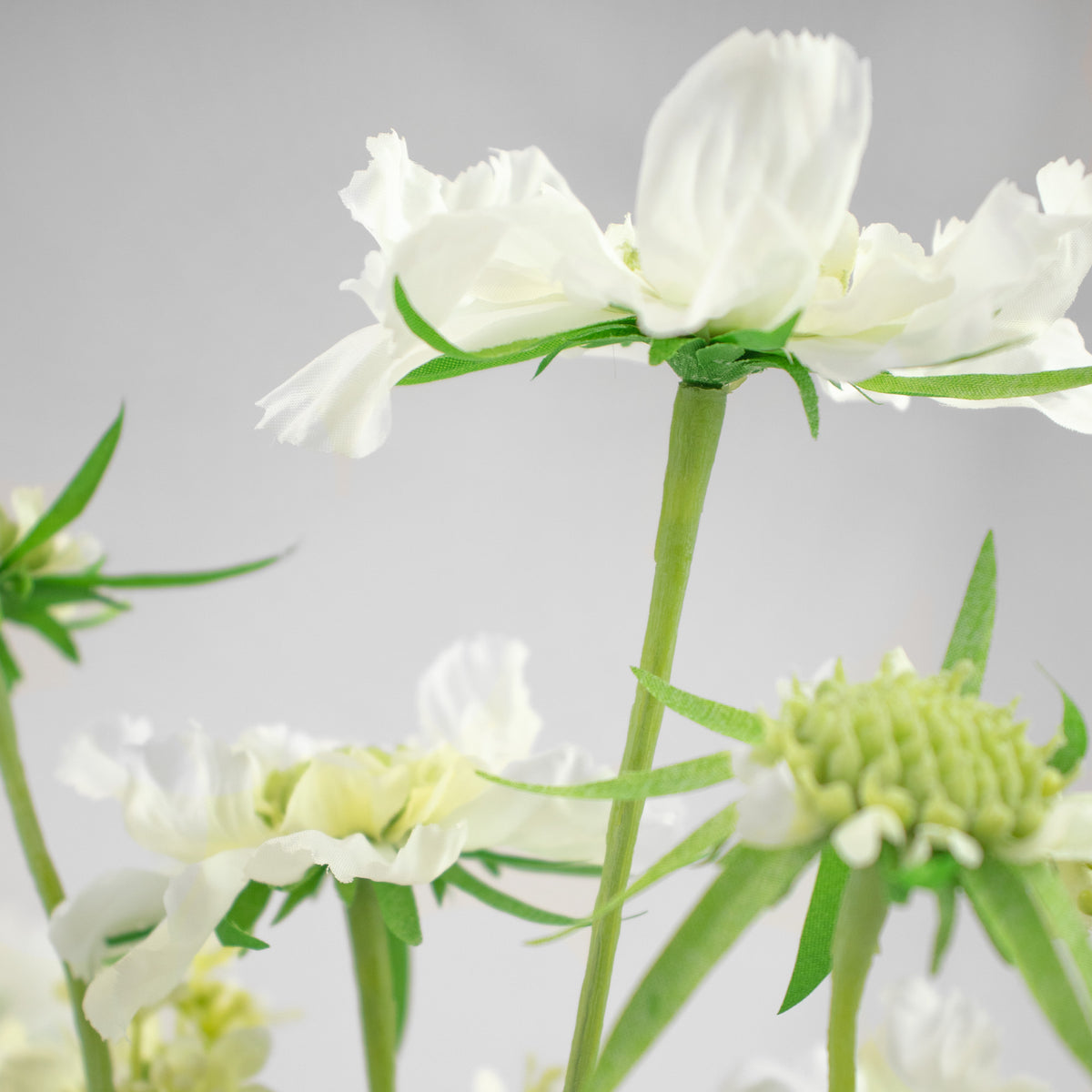 60cm Faux White Scabiosa & Peony Arrangement