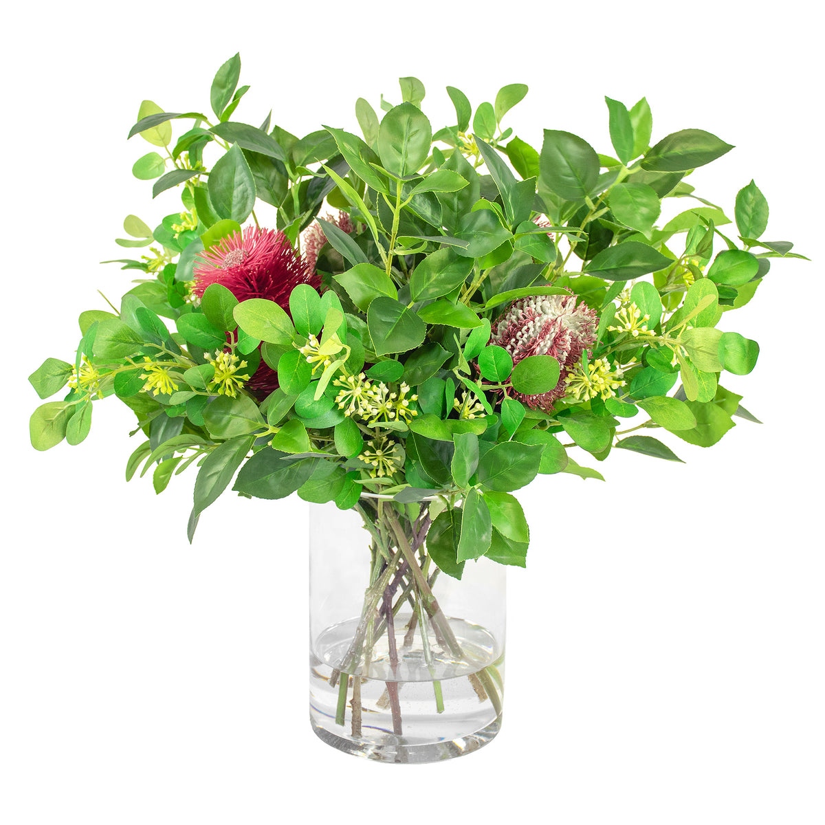 50cm Faux Banksia & Foliage Arrangement
