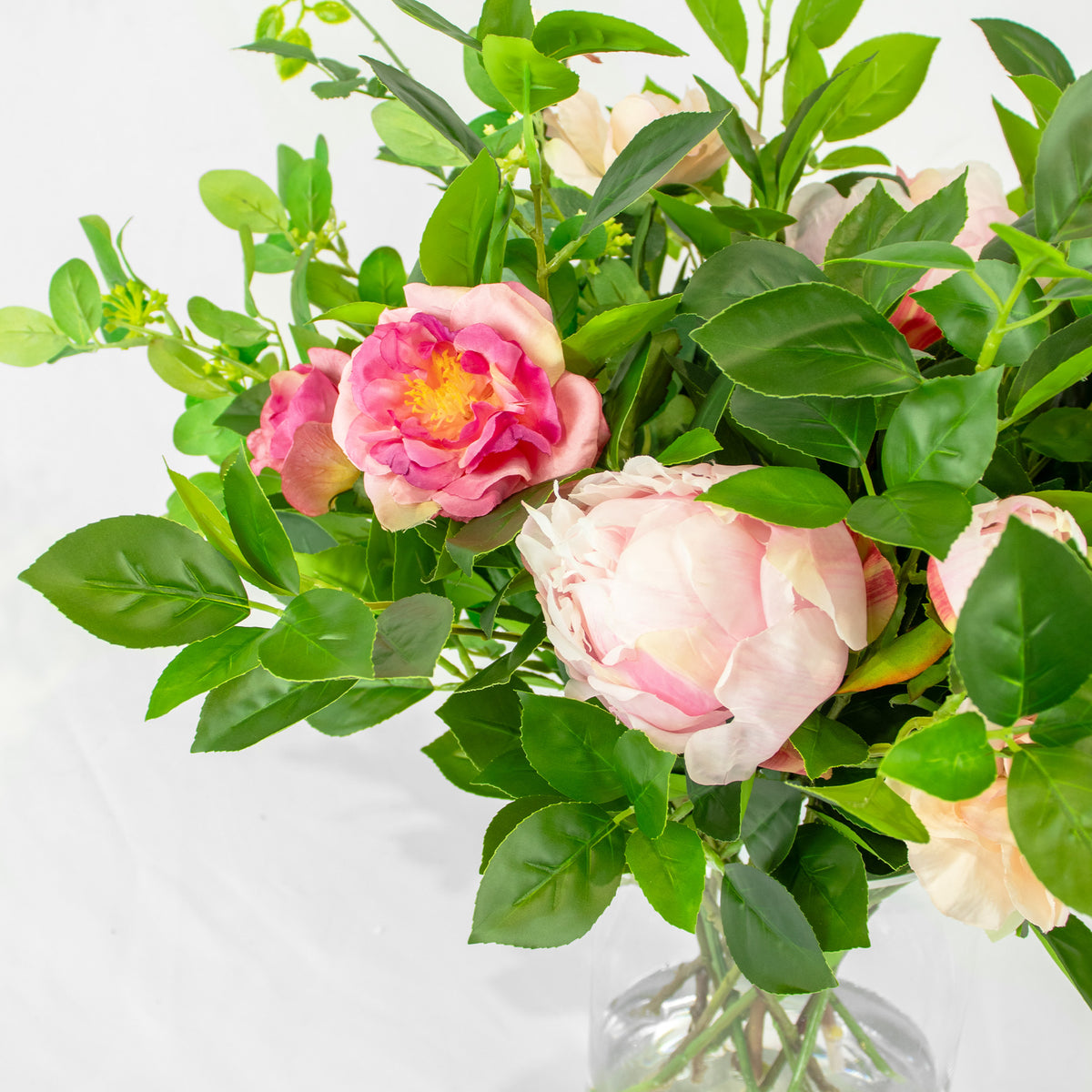 45cm Faux Rose, Peony & Foliage Arrangement