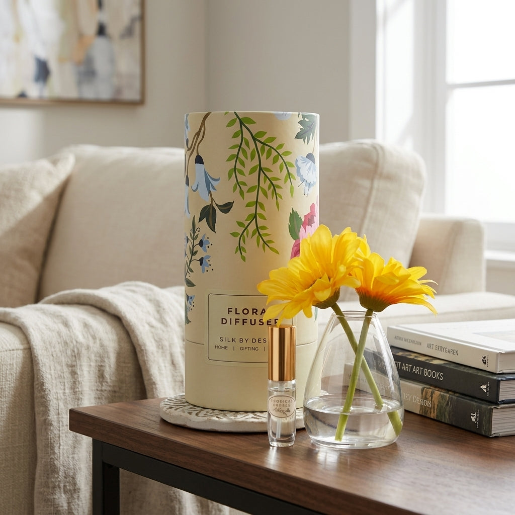 Artificial yellow daisy flower arrangement with perfume spray