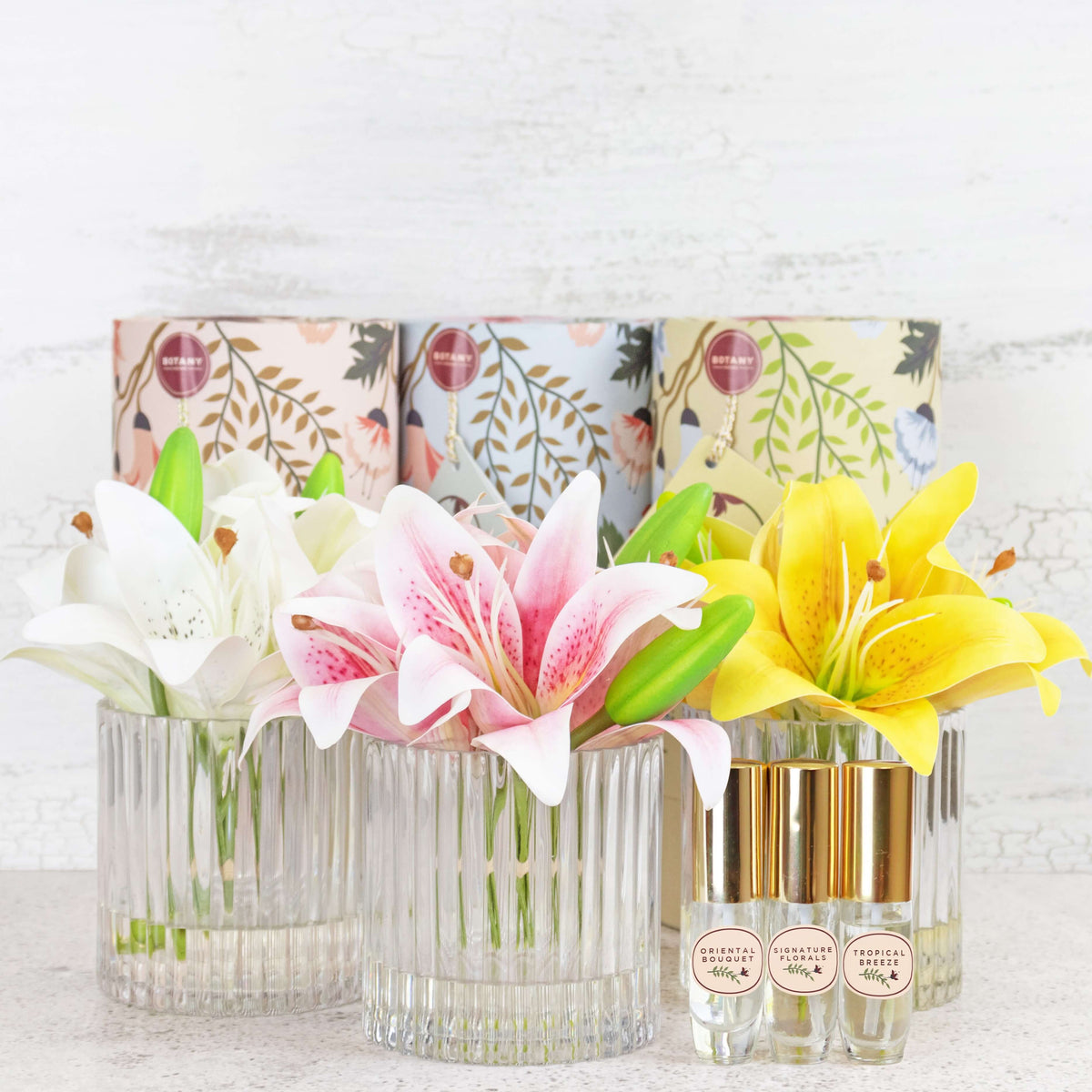 Amazing gift of fake lily flowers with perfume
