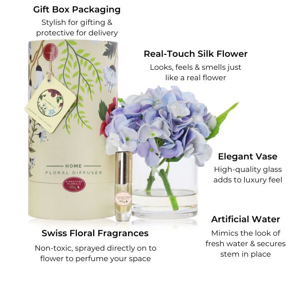 plastic hydrangea flower arrangement