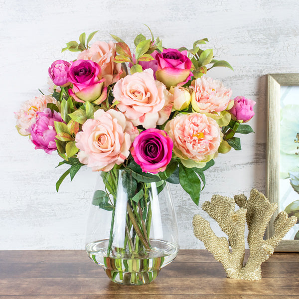 Artificial rose and peony bouquet