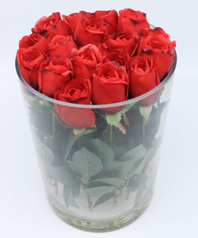 Artificial red rose flower arrangement