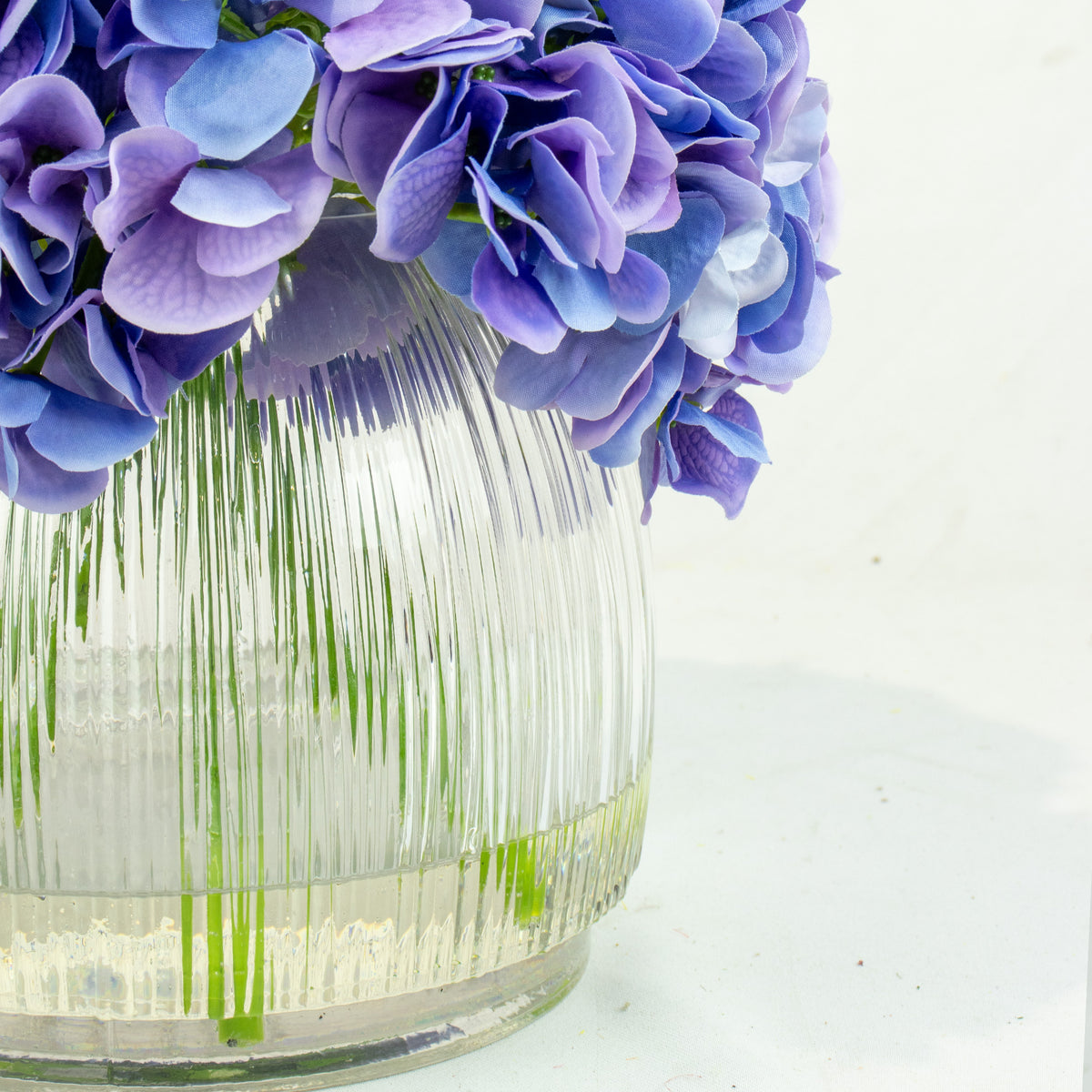 28cm Faux Dark Blue Hydrangea Arrangement
