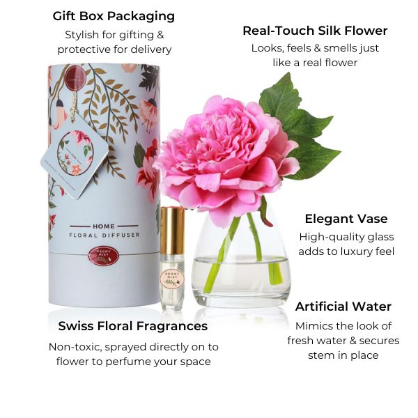 plastic peony flower arrangement with fragrance spray