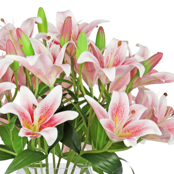 Artificial flower arrangement using fake tiger lillies